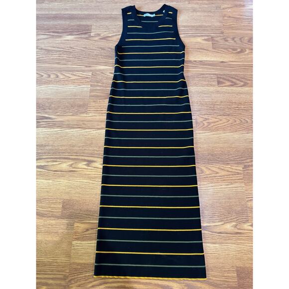 A.L.C Bodycon sleeveless Striped Shane Dress black knit midi dress size M - Picture 7 of 11